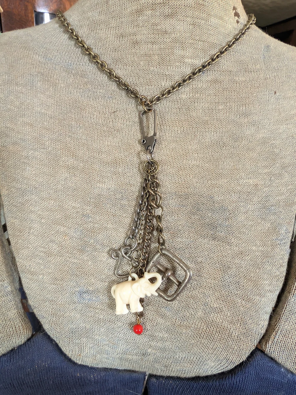 Upcycled Vintage Found Items Charm Necklace